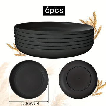 6 piezas de platos redondos de PP, patrón rayado, tema de vacaciones, seguro para lavavajillas, para hogar, picnic, camping, fiesta, RV, cocina y dormitorio