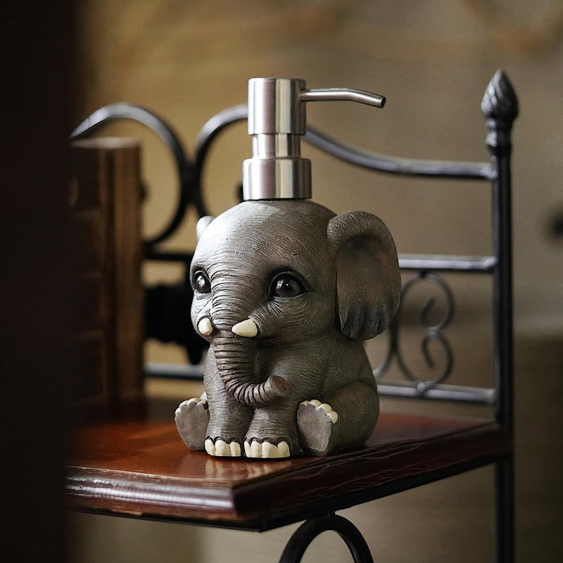 Dispensador de Jabón de Elefante Europeo Vintage - Botella de Loción de Resina Gótica para Baño, Sin PVC, No Necesita Energía