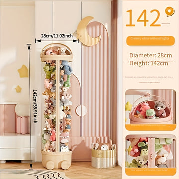 Balde de Almacenamiento Transparente con Temática de Astronauta Blanco y Tapa Abatible - Organizador Multiusos para Muñecas, Juguetes, Hogar & Viaje, Contenedor Portátil de Plástico Duradero 111.76-172.72 cm