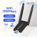Adaptador USB WiFi de doble banda WIMOTEK de 1300 Mbps con antenas de 5 dBi, 802.11AC, USB 3.0, compatible con Windows 11/10/8/7/XP, Mac OS 10.9-10.15, conectividad Wi-Fi confiable para PC de escritorio