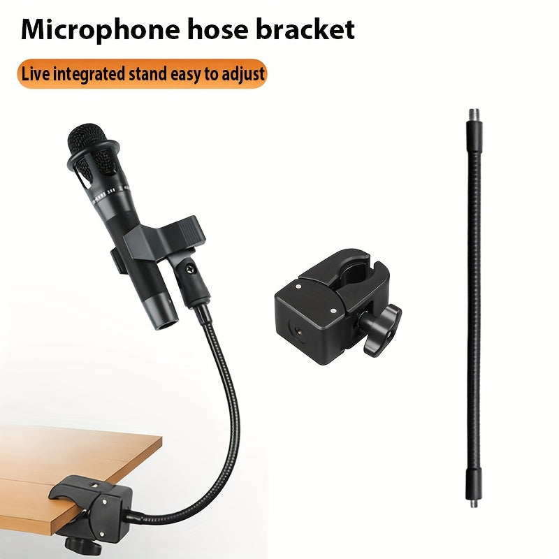 Soporte de micrófono profesional con manguera metálica flexible, soporte portátil ajustable para microfonía con cuello flexible, pinza potente McSpring McClamp, perilla de bloqueo práctica, ideal para transmisiones en vivo, podcasts y grabaciones, base u
