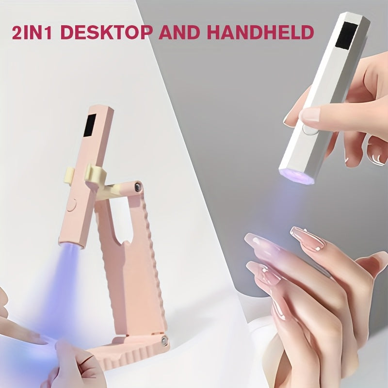 Lámpara de uñas portátil mini con pantalla LED - Recargable por USB, amigable para viajes, luz de relajación de alta calidad con pantalla LCD para manicura y pedicura, diseño compacto - Regalo perfecto para la familia, accesorios para técnicos de uñas, l