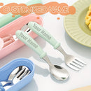 1PCS Vajilla Personalizada, Cuchara y Tenedor de Acero Inoxidable 304, Cuchillo y Tenedor Corto con Mango de Silicona para Aprendizaje de Alimentación Complementaria, Regalo de Apertura Escolar, Vajilla Portátil Personalizable