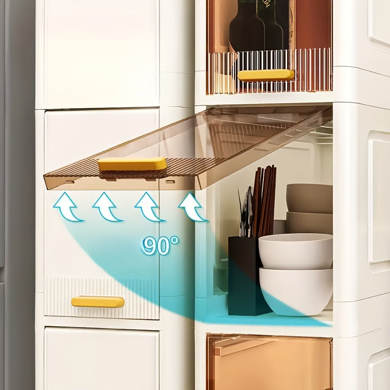 [Gabinete Impermeable de 4 Niveles] Gabinete de Almacenamiento Rectangular de Plástico Impermeable y a Prueba de Polvo de 4 Niveles - Ideal para Juguetes, Snacks, Ropa con Acabado Pintado