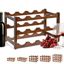 1pieza Estantería de vino de bambú, Soporte de vino apilable, estante de exhibición, organizador de almacenamiento de vino para cocina, bar, bodega de vinos
