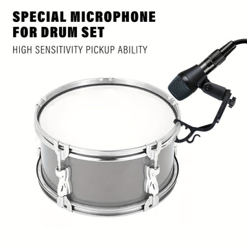Tom Snare Evolution Micrófono Dinámico para Batería - Cardioid con Cable XLR/USB, Soporte Ajustable y Clip de Sujeción Seguro, Construcción Metálica Duradera para Grabación Profesional y Shows en Vivo -