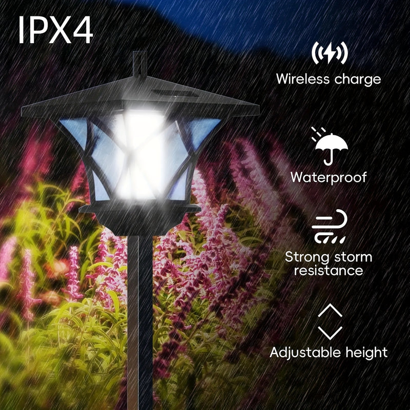 Luces solares LED retro para jardín, 2 en 1, iluminación de paisaje multiusos con panel solar, batería de níquel, camino, garaje, patio, césped y decoración de jardín, iluminación de paisaje impermeable al agua, exterior. Luces retro estilo, sombra de pl