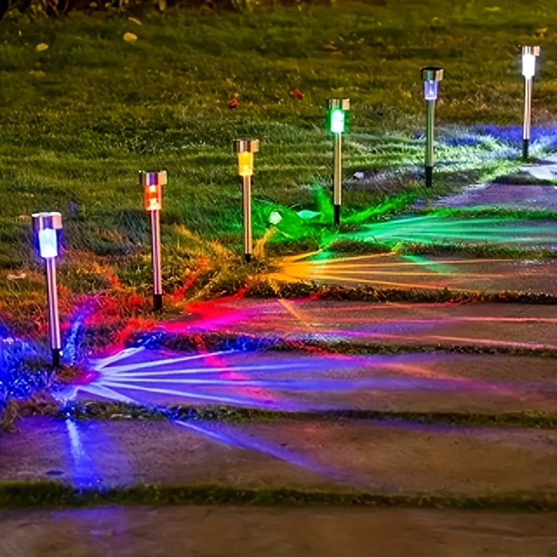 10 luces LED solares, luces solares para exteriores de acero inoxidable, luces decorativas solares para jardín, ideales para patio, césped, camino, terraza, entrada y jardín, fiestas, decoración de pasillos en jardín, luces decorativas navideñas. La mejo
