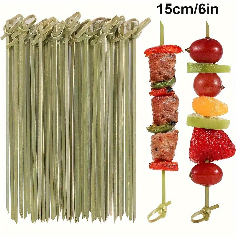100 piezas de tenedores de postre de bambú, 15,24 cm de palillos nudosos para aperitivos, palillos nudosos de bambú naturales, palillos de dientes elegantes para suministros de fiesta, tableros de charcutería, guarnición de frutas, palillos de comida