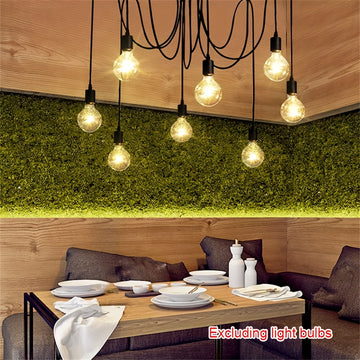 Lámpara Colgante Retro de 3/5/6/8 Cabezas DIY con Base de Lámpara Múltiple E27, Lámparas Industriales para Colgar en Cafeterías y Bares, Luces Colgantes de Araña