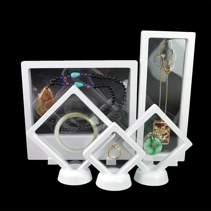10 piezas Conjunto de caja de exhibición flotante de acrílico - Caja de almacenamiento de joyería suspendida de plástico claro con soportes, organizador versátil para pulseras, anillos, aretes, collares, cajas de joyería