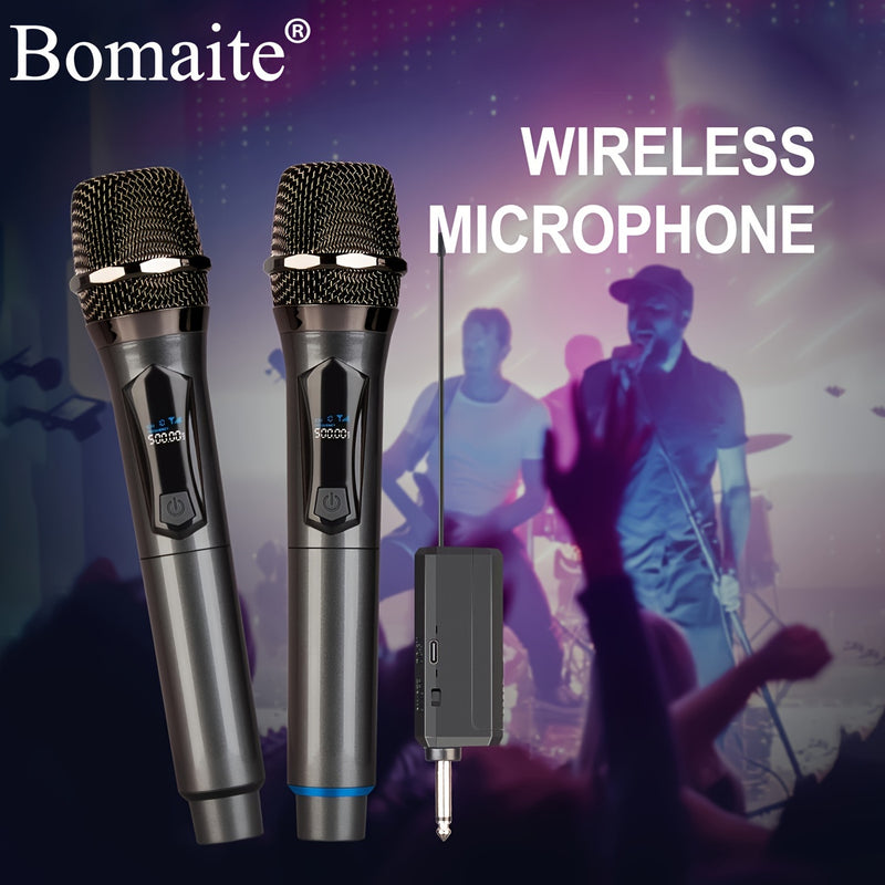 Micrófono Inalámbrico Dinámico de Mano, Micrófono Inalámbrico Recargable, Sistema de Micrófono Dinámico de Mano Bomaite para Karaoke, Fiesta, Iglesia, Reunión, Boda