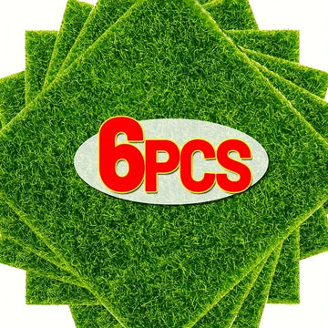 6 piezas de césped artificial verde de plástico, alfombra de césped DIY, no requiere electricidad, hecho de plástico, adecuado para decoración de suelo al aire libre en el jardín.