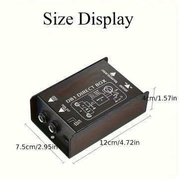 DI1 Caja de Directa Pasiva de Alto Rendimiento Profesional, Conversión de 1/4" a XLR Balanceado/No Balanceado, Eliminación de Ruido, para Interfaz de Audio de Computadora, Negro, Compatible con Computadoras Personales, Cuerpo de Hierro, Sin Fuente de Ali