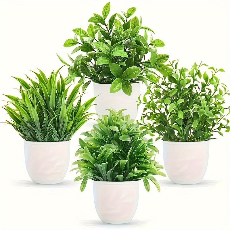 Juego de 4 Plantas de Eucalipto en Maceta Realistas - Perfecto para Decoración de Hogar y Oficina, Incluye Contenedores