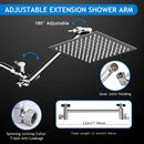 Cabezal de ducha fijo de acero inoxidable con 5 funciones, ideal para baños, incluye ducha de mano, barra de ducha, válvula desviadora, manguera y barra de extensión