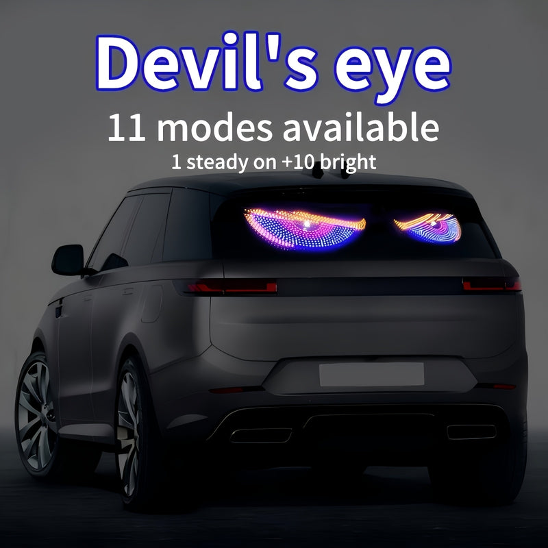 2 piezas de luces LED para retrovisores de coche con ojos del diablo, alimentadas por USB, 11 modos, luces de ambiente para vehículos frescas y elegantes con acentos rojos, azules, verdes, amarillos, rosados y naranjas, ajuste universal para coches, cami