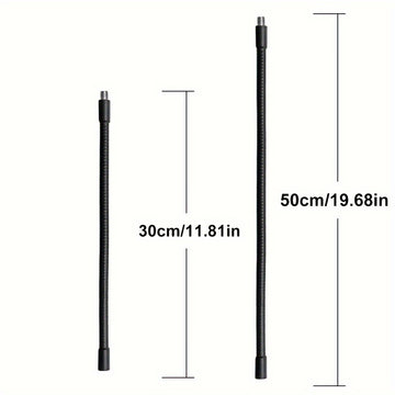 Tubo de extensión de micrófono de gooseneck de metal flexible: 2 tamaños disponibles, 30 cm/11,81 pulgadas y 50 cm/19,68 pulgadas, rosca externa e interna de 3/8, adecuado para soportes de choque y soportes de micrófono