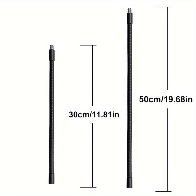 Tubo de extensión de micrófono de gooseneck de metal flexible: 2 tamaños disponibles, 30 cm/11,81 pulgadas y 50 cm/19,68 pulgadas, rosca externa e interna de 3/8, adecuado para soportes de choque y soportes de micrófono