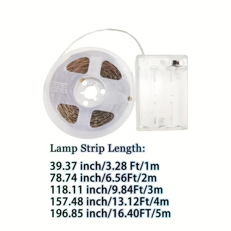 Tira de luces LED 2835 30D, blanca cálida/fría, autoadhesiva, cortable, funciona con pilas (pilas no incluidas), ideal para iluminación trasera de TV, tocador, gabinetes, decoración del hogar y ambiente festivo, luz para sala de estar