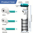 Soporte para papel higiénico de hierro forjado pintado, independiente, con estante adicional para rollos gigantes, teléfono, toallitas y difusor, instalación con adhesivo, para baño