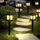 6 luces solares para jardín con base - Iluminación LED exterior para caminos, luz cálida/blanca, encendido/apagado automático, fácil instalación, ideal para jardines, villas, parques y senderos - Regalo perfecto para Navidad y Halloween, iluminación sola