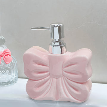 Botella de emulsión cerámica con diseño elegante y creativo, gran lazo, presión suave, ideal para envases de baño, ducha, gel líquido de cocina o decoración en hoteles temáticos