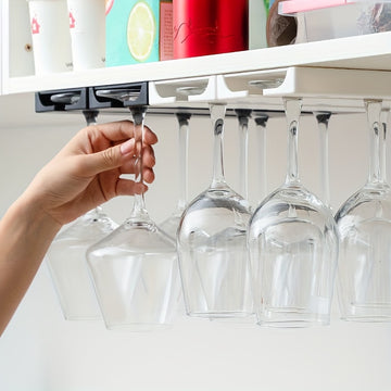 4-Pack Cocina Sala de estar Punzón-Libre Vaso de vino tinto Estante Plástico Invertido Estante Hogar Alto-Pie Vaso de vino Colgante Estante de exhibición