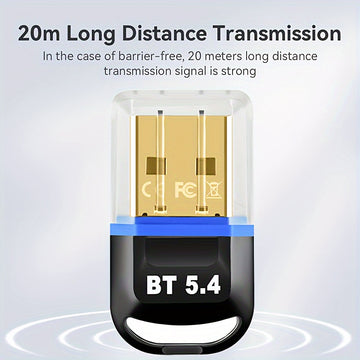 Adaptador inalámbrico USB BT 5.4, receptor USB inalámbrico, compatible con computadora/audífonos/teclado/ratón/altavoces y otros dispositivos, Windows 11/10/8.1 Plug and Play, retrocompatible automáticamente con versiones 5.3/5.1/5.0/4.2/4.1/4.0, ¡agrega