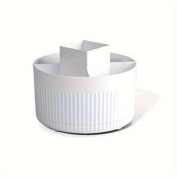 Organizador de maquillaje giratorio, rotación de 360 grados, diseño minimalista, plástico ABS de alto brillo, perfecto para dormitorio, tocador, almacenamiento de baño.