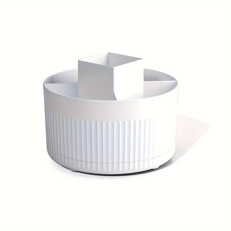 Organizador de maquillaje giratorio, rotación de 360 grados, diseño minimalista, plástico ABS de alto brillo, perfecto para dormitorio, tocador, almacenamiento de baño.