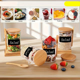 Juego de 6 recipientes transparentes con tapas de bambú, cucharas y etiquetas, frascos herméticos para azúcar, condimentos, té, café, harina, granos y sales de baño