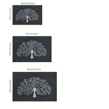 Tapete de puerta con diseño de árbol grande, con respaldo antideslizante duradero - Tapete de poliéster negro para entrada, sala de estar, dormitorio, cocina - Lavable en máquina, ideal para decoración del hogar y la habitación, tapete interior y exterio