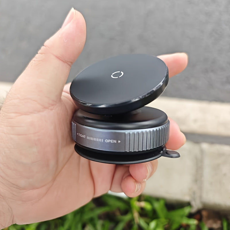 Soporte para teléfono con ventosa de vacío, giratorio 360°, diseño magnético de doble cara sin adhesivo, plegable telescópico, ideal para coche y hogar, efecto óptimo del anillo magnético