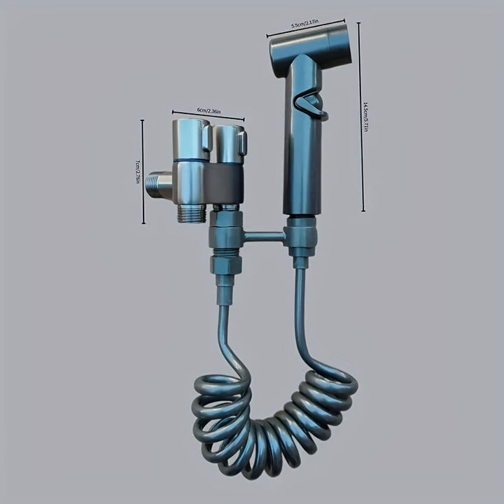 Juego de Cabezal de Ducha y Bañera Manual de Acero Inoxidable de 4 Piezas, Válvula Angular de Control Doble Uno en Dos Salidas, Divisor de Grifo de Baño, Pistola Pulverizadora de Mano Presurizada de Acero Inoxidable para Baño, Dispositivo de Lavado Femen