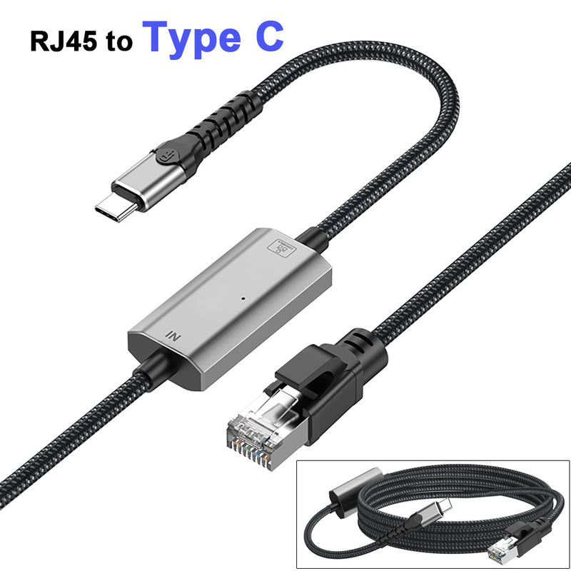 Adaptador de Cable RJ45 a USB para Hombre, Adaptador de Tipo C a USB Gigabit para Tarjeta de Red 2 en 1 para Switch iPhone 15 16 Pro Macbook Air Pro Laptop iPad Pad Teléfono y Xbox PS5