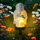 Estatua de ángel con alas de resina y vela, alimentada por energía solar, para decoración de jardín al aire libre, iluminación de césped para patio, sendero o jardín, figura de bendición eficiente en energía para niños y adultos, decoración de jardín sol