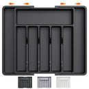 Organizador de Cajón para Cubiertos Plateados 1pc, Bandeja de Utensilios Expandible para Cocina, Soporte para Cubiertos y Cubertería Libre de BPA, Almacenamiento de Plástico Ajustable para Cucharas, Tenedores y Cuchillos, Grande