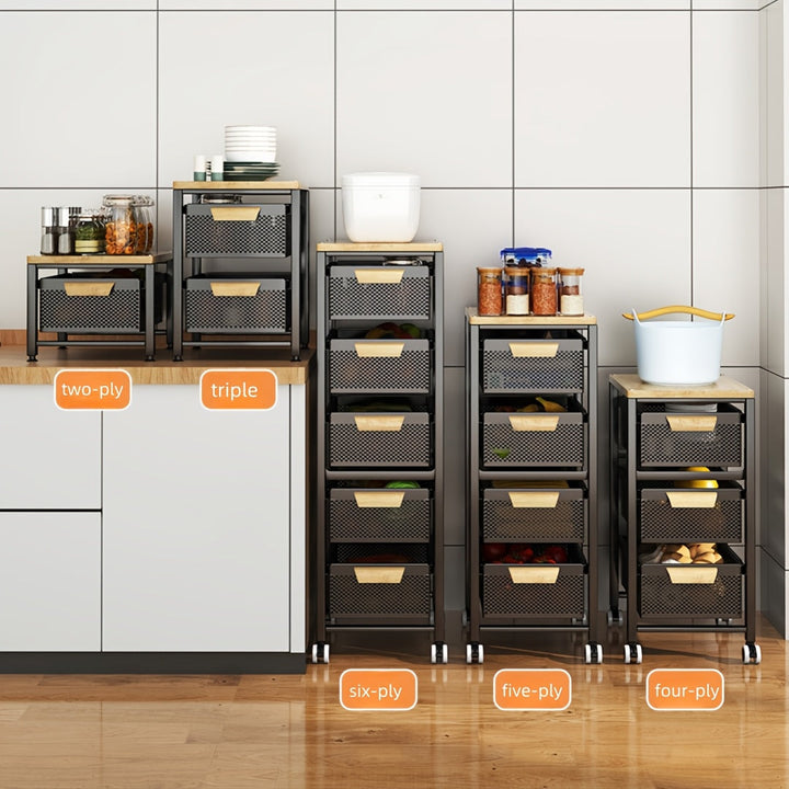 1pieza Estante de almacenamiento de varias capas, 3-4 capas ahorradoras de espacio, metal, estante deslizante, montaje en el suelo, no requiere electricidad, para dormitorio, cocina, camping al aire libre, hogar y camping todo el año, estantes de almacen