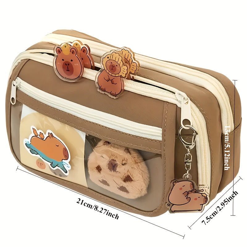 Estuche para lápices de capibara de gran capacidad de 7 piezas y 9 capas, incluyendo estuche para lápices. Muñecas, pegatinas