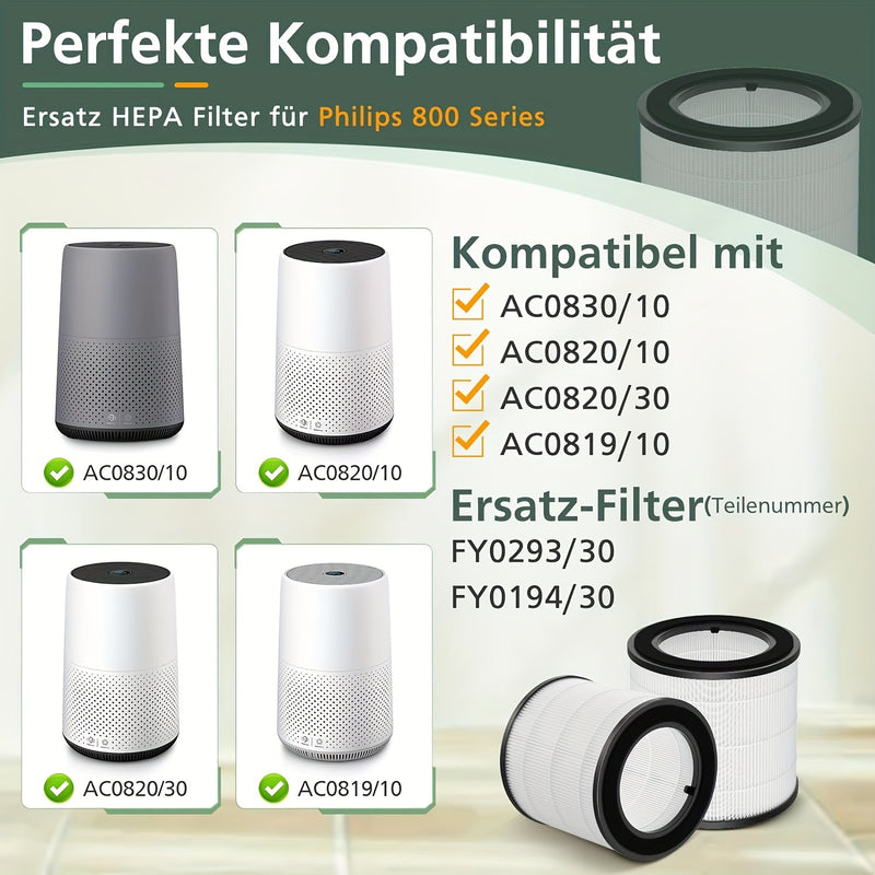 Filtro de reemplazo FY0293/30 para purificador de aire for philips 800 Series AC0830/10 AC0820/10 AC0820/30 AC0819/10, 3 en 1 HEPA y carbón activado AC0830, número de pieza FY0293/30 FY0194 30