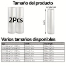 2 rollos de bolsas de sellado al vacío Agashe, 5 m de longitud, 7 tamaños disponibles, sin BPA, duraderas y resistentes al desgarro, para almacenamiento de alimentos y cocción a baja temperatura, artículos esenciales de cocina para el hogar
