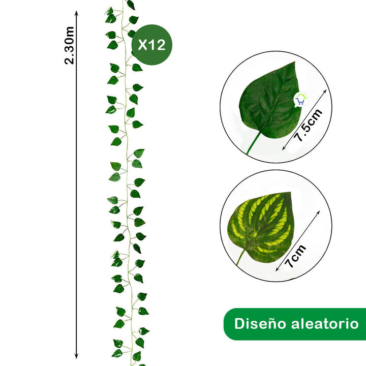 Enredadera Decorativa Grande X12 Follaje Artificial Decoración Hogar Jardín GMHOJ319
