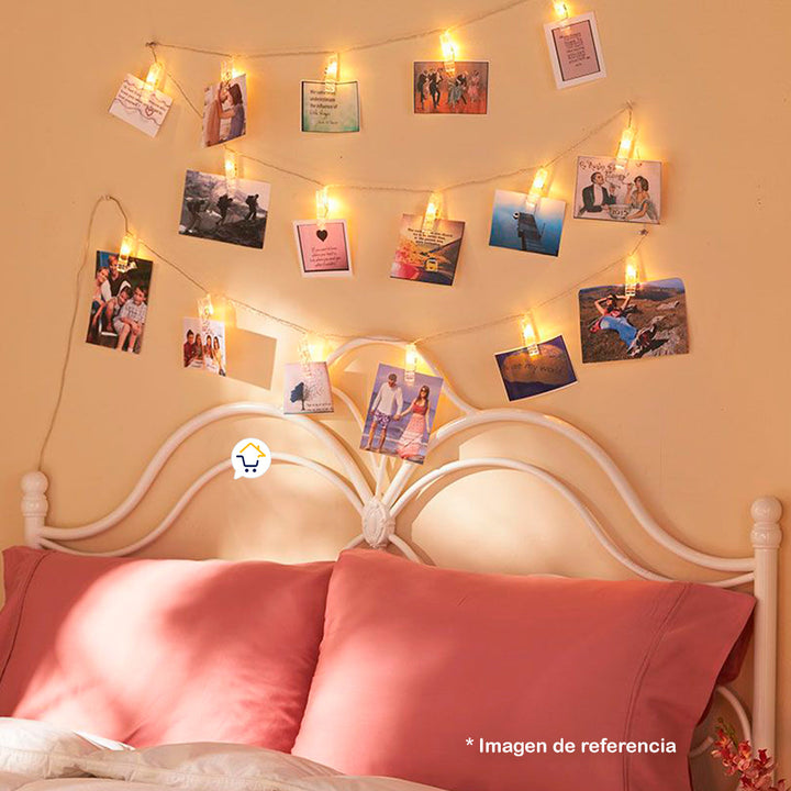 Luz Led Pinza Fotos X20 Luces Gancho Extensión 285cm LG20N