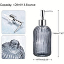 1pc Dispensador de jabón de vidrio, botella de loción de encimera de 400 ml con bomba, dispensador de desinfectante de manos para baño, botella vacía recargable para champú gel de ducha, accesorios de baño, decoración del hogar, muebles para el hogar