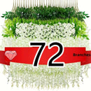24-Pack/72pcs Flores Artificiales de Wisteria Colgantes - Decoración Faux Rattan Blanco, Adecuado para Bodas, Jardines, Paredes, y Marcos DIY - 109.73 cm Longo, Perfecto para Primavera, Christmas, Valentine's Day, y Fiestas de Cumpleaños