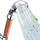 1pc Cabezal de Ducha Ahorrador de Agua a Alta Presión con Filtro, Pulverizador Portátil para RV y Hogar, Diseño Circular en Plástico Duradero, Beige Claro, Flujo Transparente, Accesorio Funcional para Baño
