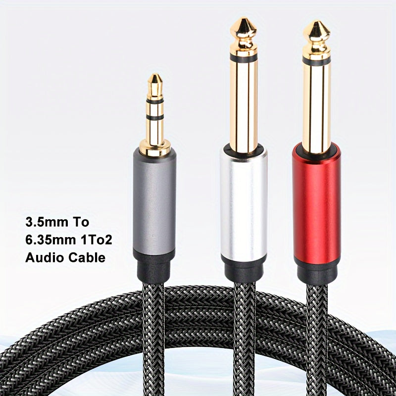 Cable de audio de 3.5 mm a 2 cables de audio de 6.35 mm, cable de audio macho mono de 3.5 mm a doble de 6.35 mm, cable de audio de 3.5 mm de cobre libre de oxígeno, cable de audio divisor Y de 3.5 mm a 6.5 mm. Eid Al-Adha Mubarak