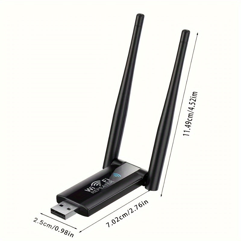 Repetidor WiFi USB de alta potencia - Extensor inalámbrico de largo alcance con velocidad de 300 Mbps, amplificador de señal súper potente, fácil instalación para enrutamiento en el hogar, amplificador de señal inalámbrica | Configuración de antena dual