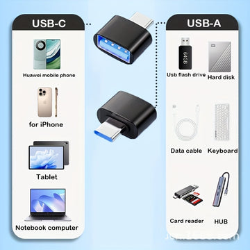 Adaptador 2.0 OTG, convertidor USB hembra a USB-C macho, 2/4 piezas, compatible con Huawei, Apple, portátiles, ordenadores de sobremesa y lectores de tarjetas